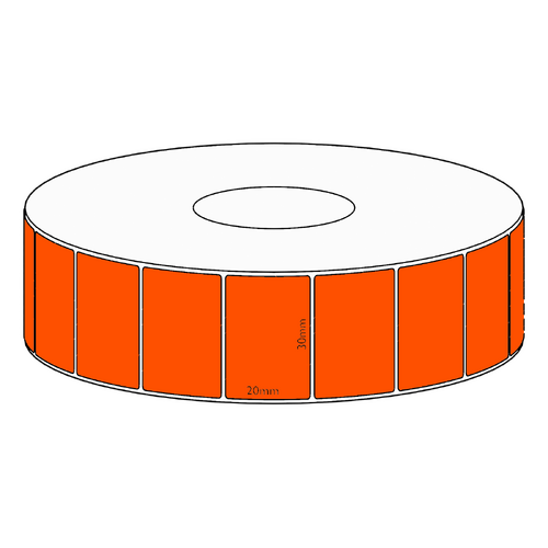 30x20mm Orange Direct Thermal Permanent Label, 2150 per roll, 38mm core
