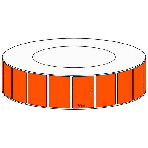 30x20mm Orange Direct Thermal Permanent Label, 6500 per roll, 76mm core