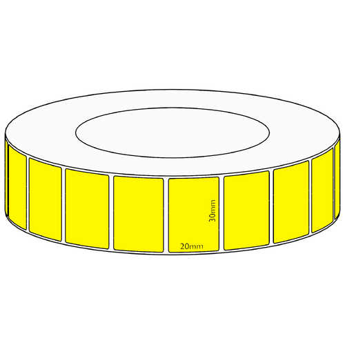 30x20mm Yellow Direct Thermal Permanent Label, 6500 per roll, 76mm core