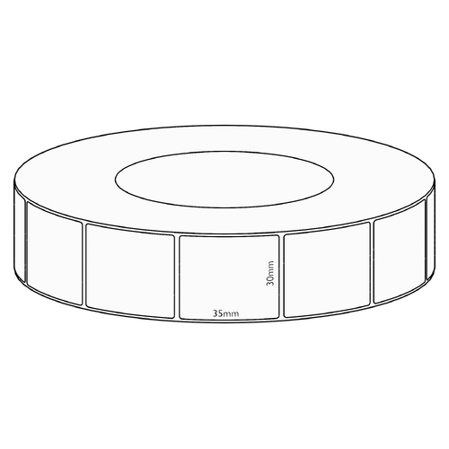 30x35mm Direct Thermal Permanent Label, 3950 per roll, 76mm core