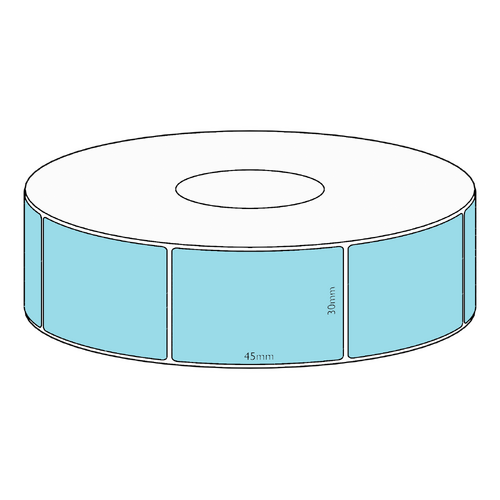 30x45mm Blue Direct Thermal Permanent Label, 1050 per roll, 38mm core