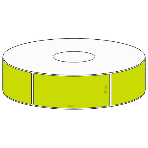 30x73mm Green Direct Thermal Permanent Label, 650 per roll, 38mm core