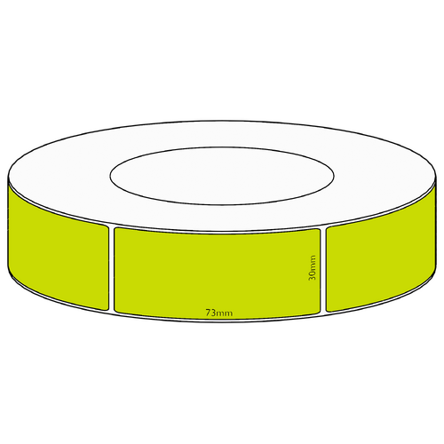 30x73mm Green Direct Thermal Permanent Label, 1950 per roll, 76mm core