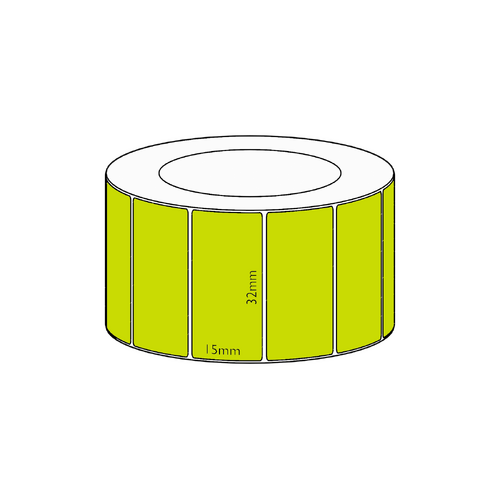 32x15mm Green Direct Thermal Permanent Label, 2800 per roll, 38mm core