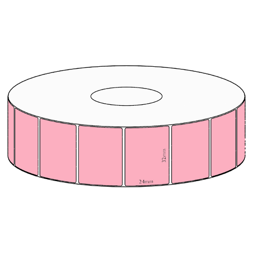 32x24mm Pink Direct Thermal Permanent Label, 1850 per roll, 38mm core