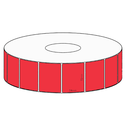 32x24mm Red Direct Thermal Permanent Label, 1850 per roll, 38mm core