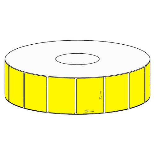 32x24mm Yellow Direct Thermal Permanent Label, 1850 per roll, 38mm core