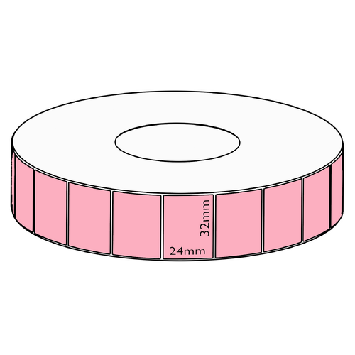 32x24mm Pink Direct Thermal Permanent Label, 5550 per roll, 76mm core
