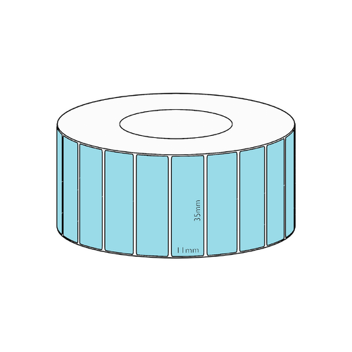 35x11mm Blue Direct Thermal Permanent Label, 3550 per roll, 38mm core
