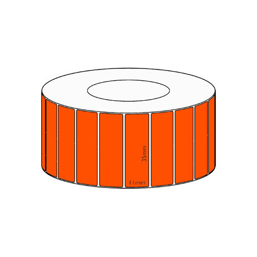 35x11mm Orange Direct Thermal Permanent Label, 3550 per roll, 38mm core