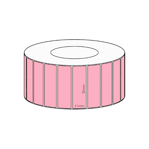 35x11mm Pink Direct Thermal Permanent Label, 3550 per roll, 38mm core
