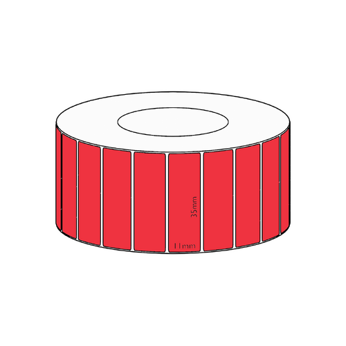 35x11mm Red Direct Thermal Permanent Label, 3550 per roll, 38mm core