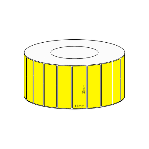35x11mm Yellow Direct Thermal Permanent Label, 3550 per roll, 38mm core