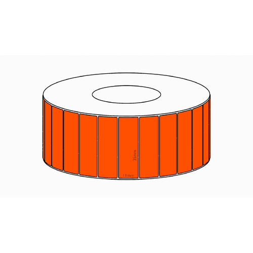 35x11mm Orange Direct Thermal Permanent Label, 10700 per roll, 76mm core