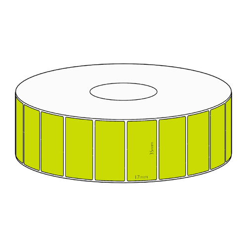 35x17mm Green Direct Thermal Permanent Label, 2500 per roll, 38mm core