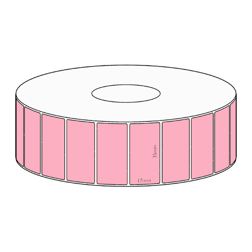 35x17mm Pink Direct Thermal Permanent Label, 2500 per roll, 38mm core