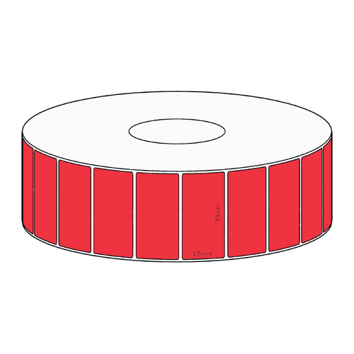 35x17mm Red Direct Thermal Permanent Label, 2500 per roll, 38mm core