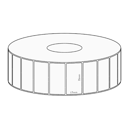 35x17mm Direct Thermal Permanent Label, 2500 per roll, 38mm core