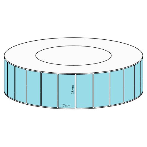 35x17mm Blue Direct Thermal Permanent Label, 7500 per roll, 76mm core