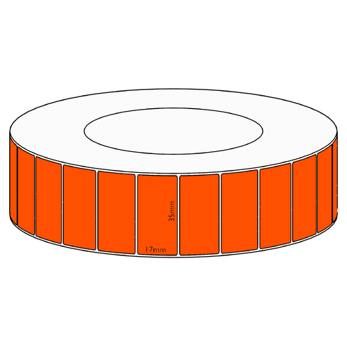35x17mm Orange Direct Thermal Permanent Label, 7500 per roll, 76mm core