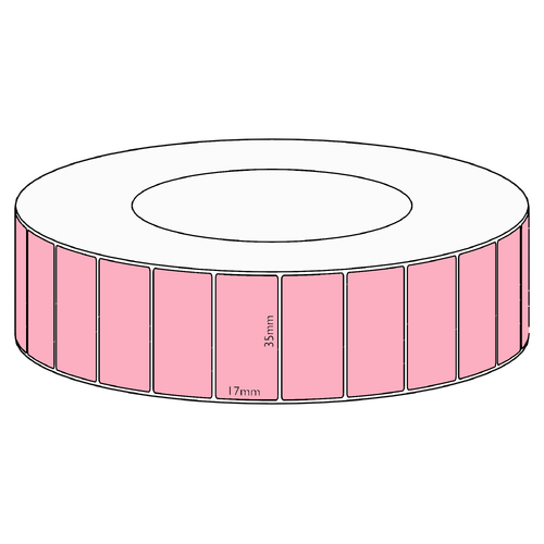 35x17mm Pink Direct Thermal Permanent Label, 7500 per roll, 76mm core