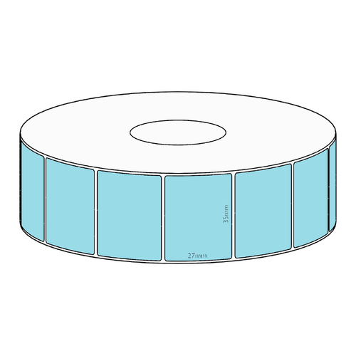 35x27mm Blue Direct Thermal Permanent Label, 1650 per roll, 38mm core