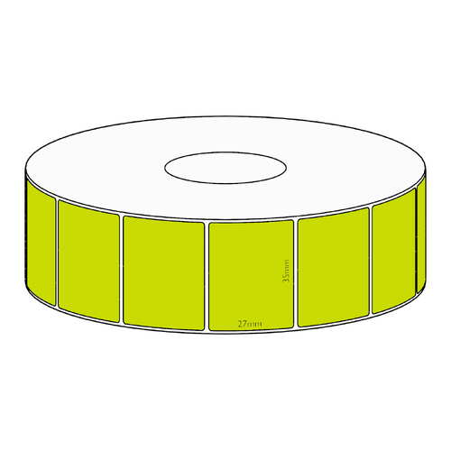 35x27mm Green Direct Thermal Permanent Label, 1650 per roll, 38mm core
