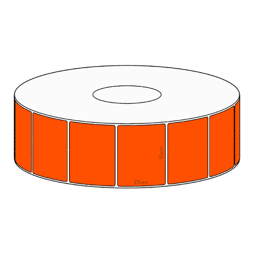 35x27mm Orange Direct Thermal Permanent Label, 1650 per roll, 38mm core