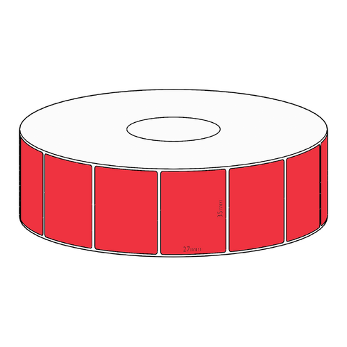 35x27mm Red Direct Thermal Permanent Label, 1650 per roll, 38mm core