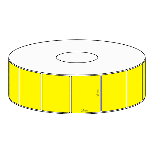 35x27mm Yellow Direct Thermal Permanent Label, 1650 per roll, 38mm core