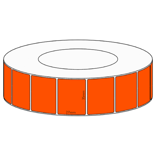 35x27mm Orange Direct Thermal Permanent Label, 5000 per roll, 76mm core
