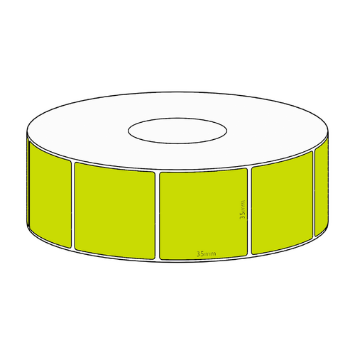 35x35mm Green Direct Thermal Permanent Label, 1300 per roll, 38mm core