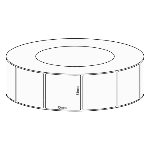 35x35mm Direct Thermal Permanent Label, 3950 per roll, 76mm core