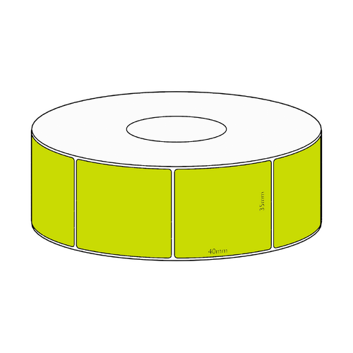35x40mm Green Direct Thermal Permanent Label, 1150 per roll, 38mm core