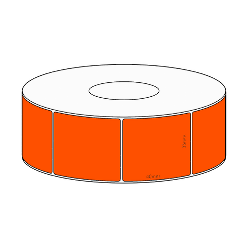 35x40mm Orange Direct Thermal Permanent Label, 1150 per roll, 38mm core