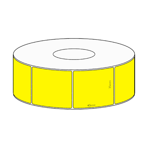 35x40mm Yellow Direct Thermal Permanent Label, 1150 per roll, 38mm core