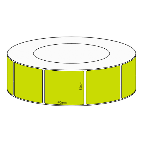 35x40mm Green Direct Thermal Permanent Label, 3500 per roll, 76mm core