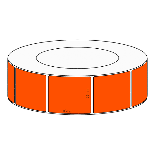 35x40mm Orange Direct Thermal Permanent Label, 3500 per roll, 76mm core
