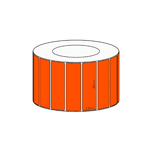 40x12mm Orange Direct Thermal Permanent Label, 3350 per roll, 38mm core