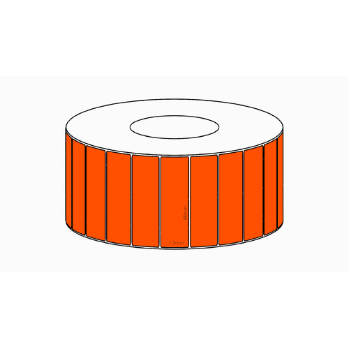 40x12mm Orange Direct Thermal Permanent Label, 10000 per roll, 76mm core