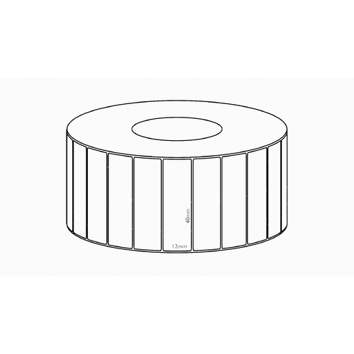 40x12mm Direct Thermal Permanent Label, 10000 per roll, 76mm core