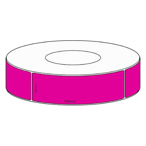 40x140mm Pink Crate Label for Woolworths, 1000 per roll, 76mm core