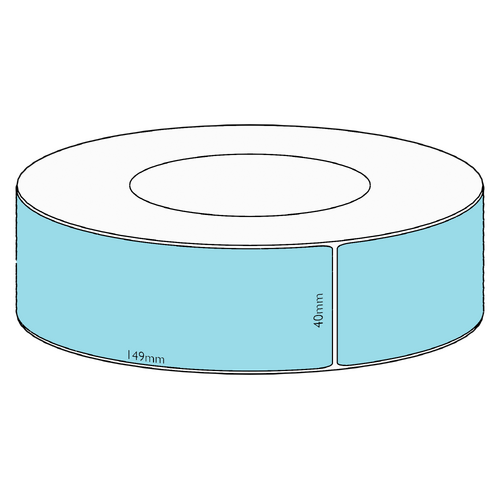 40x149mm Blue Direct Thermal Permanent Label, 1000 per roll, 76mm core
