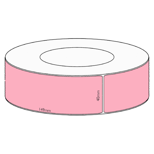 40x149mm Pink Direct Thermal Permanent Label, 1000 per roll, 76mm core