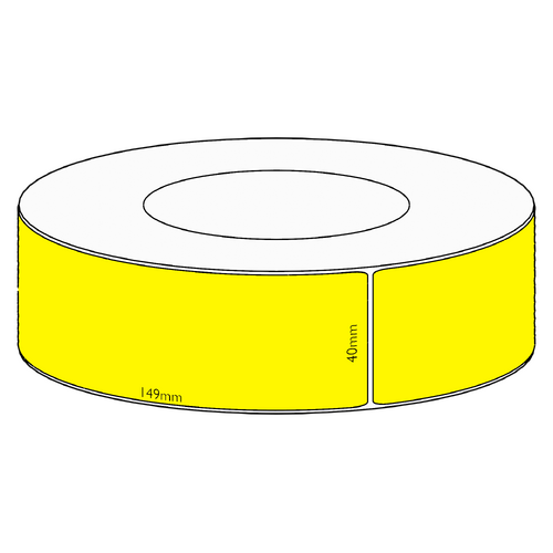 40x149mm Yellow Direct Thermal Permanent Label, 1000 per roll, 76mm core