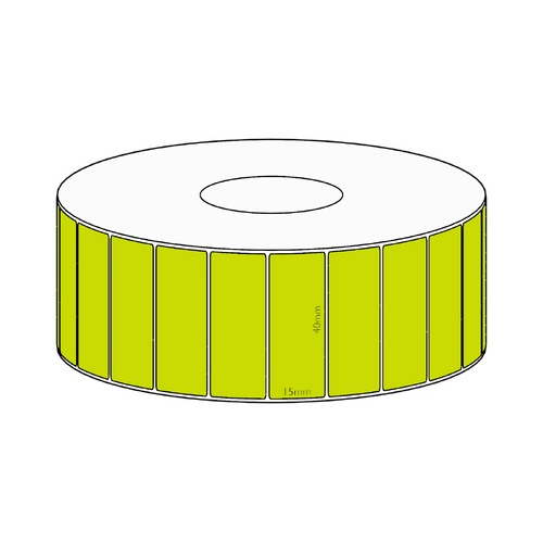 40x15mm Green Direct Thermal Permanent Label, 2800 per roll, 38mm core