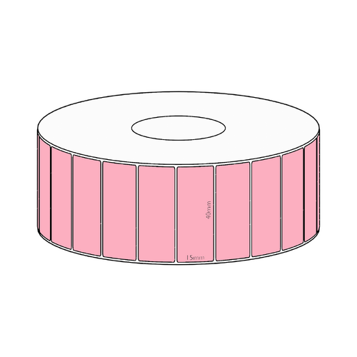 40x15mm Pink Direct Thermal Permanent Label, 2800 per roll, 38mm core