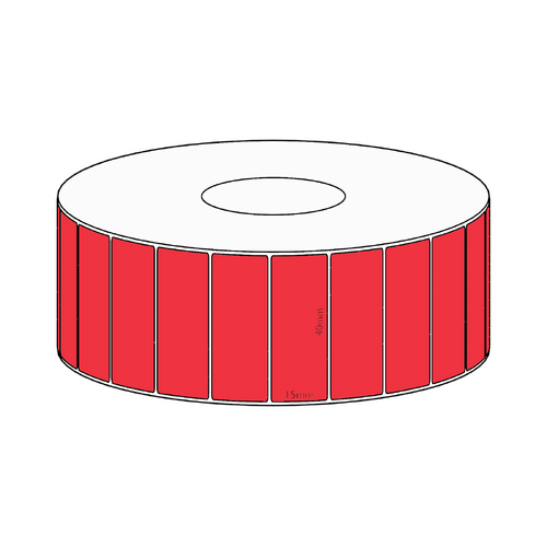 40x15mm Red Direct Thermal Permanent Label, 2800 per roll, 38mm core
