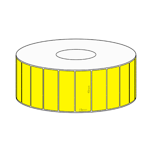 40x15mm Yellow Direct Thermal Permanent Label, 2800 per roll, 38mm core