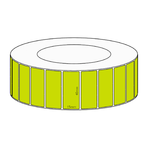 40x15mm Green Direct Thermal Permanent Label, 8350 per roll, 76mm core